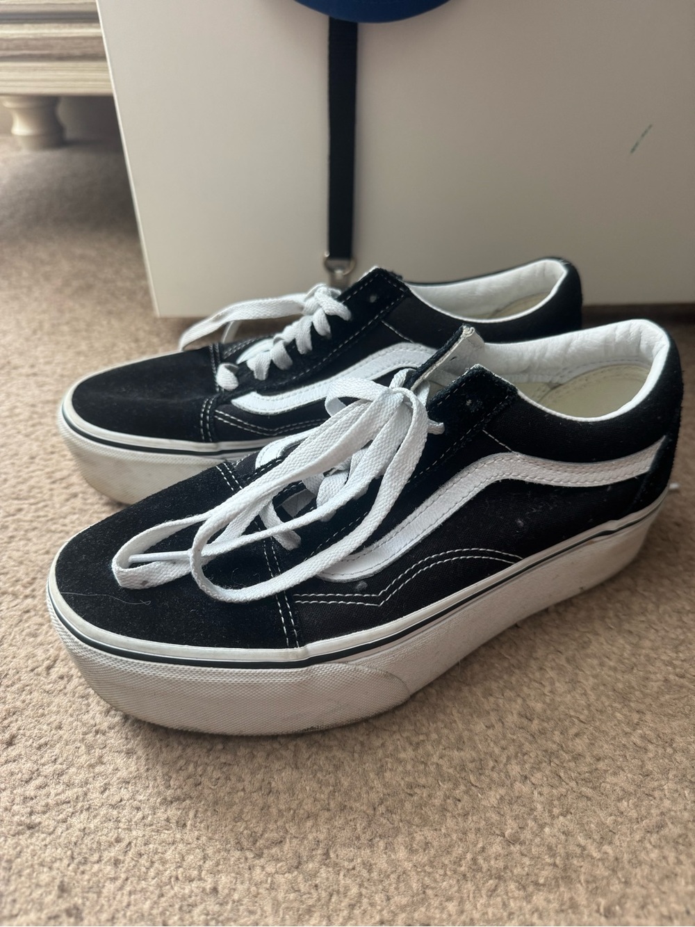 Vans Black and White Platform Old Skool Sneakers